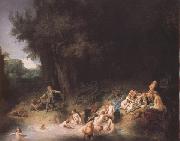 REMBRANDT Harmenszoon van Rijn Diana bathing with her Nymphs,with the Stories of Actaeon and Callisto (mk33) oil painting